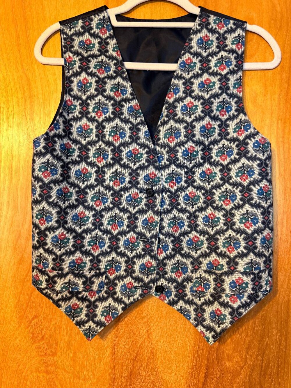 Vintage Woven Floral Tapestry Waistcoat Vest - Tailored Button Front